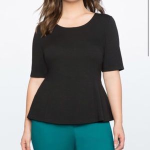 EUC Eloquii Black knit peplum top size 24